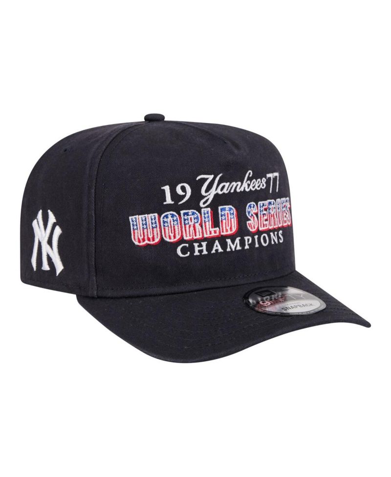 Men's Navy New York Yankees 1977 World Series Champions Throwback 9FIFTY A-Frame Snapback Hat