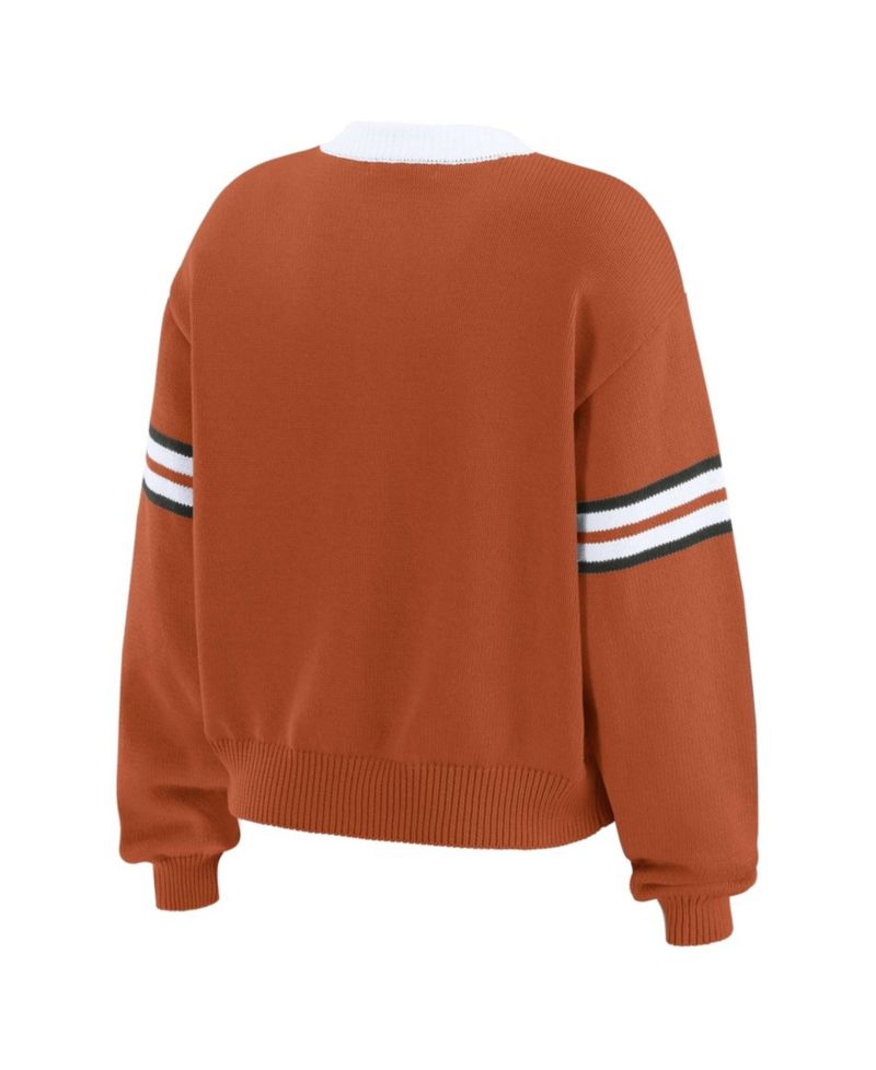 Women's Texas Orange Texas Longhorns Lace-Up Pullover Sweater