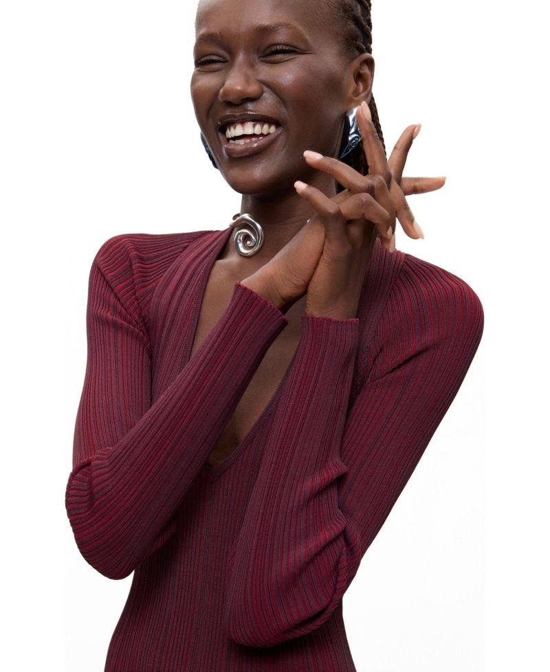 Women's Long-Sleeve Fitted Ribbed-Knit Sweater Dress