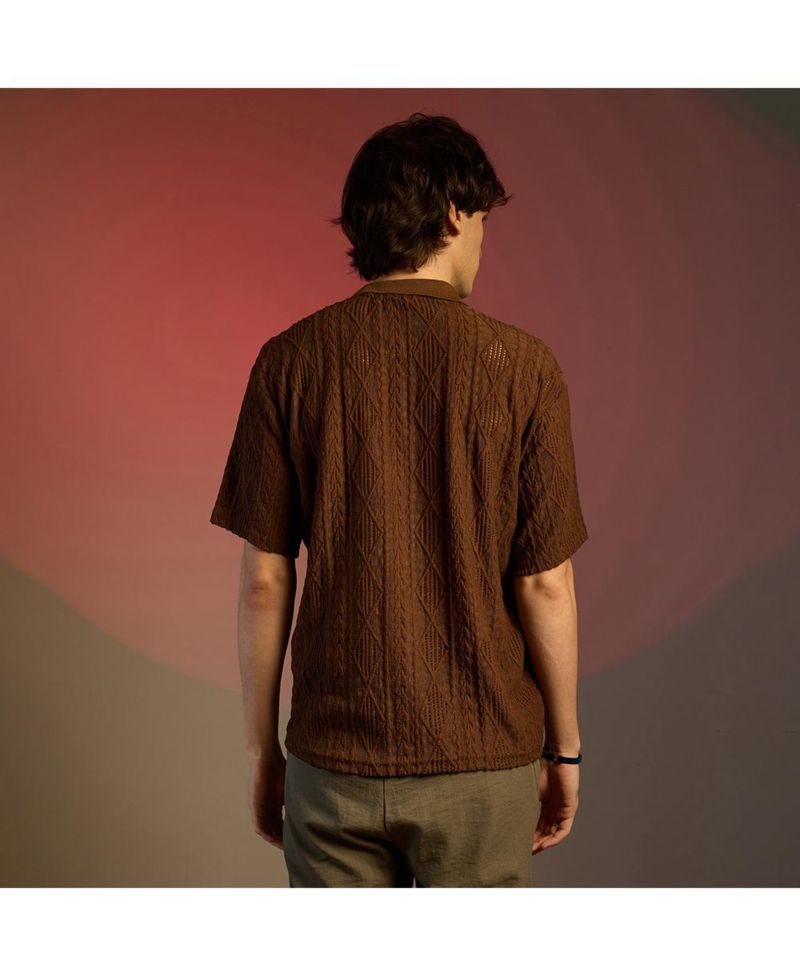 Men's Chocolate Brown Argyle Oversized T-Shirt