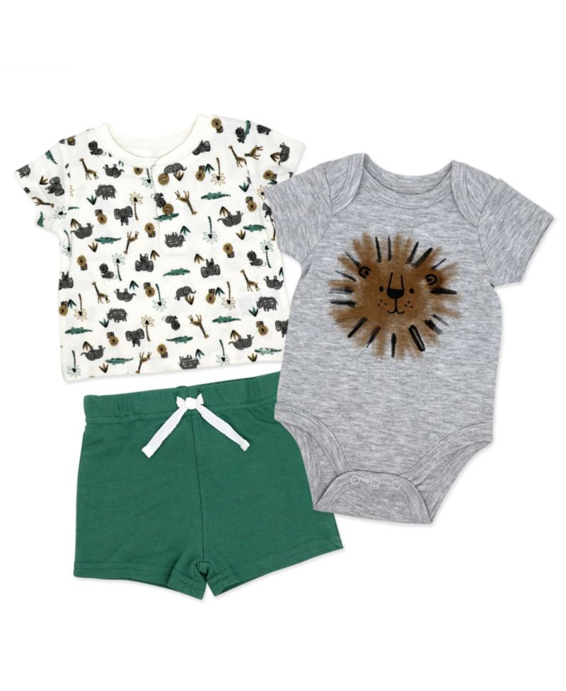 Baby Boys' Short-Sleeve T-Shirt, Bodysuit and Shorts, 3-Piece Set