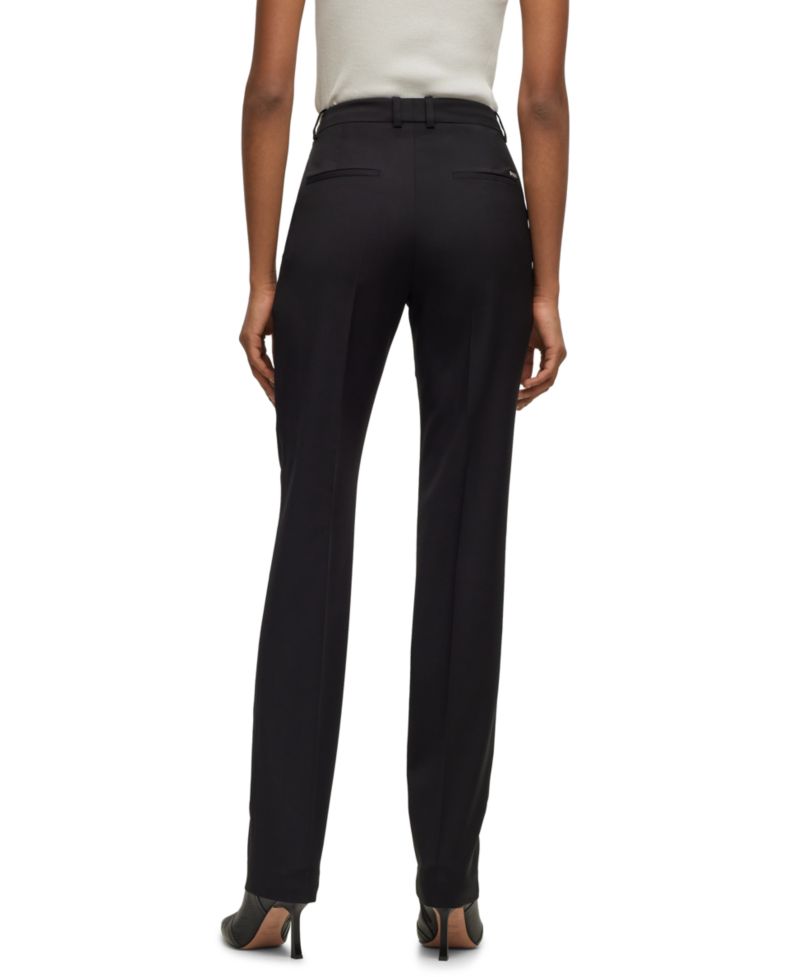 BOSS by Women's Wool Regular-Fit High-Rise Pants