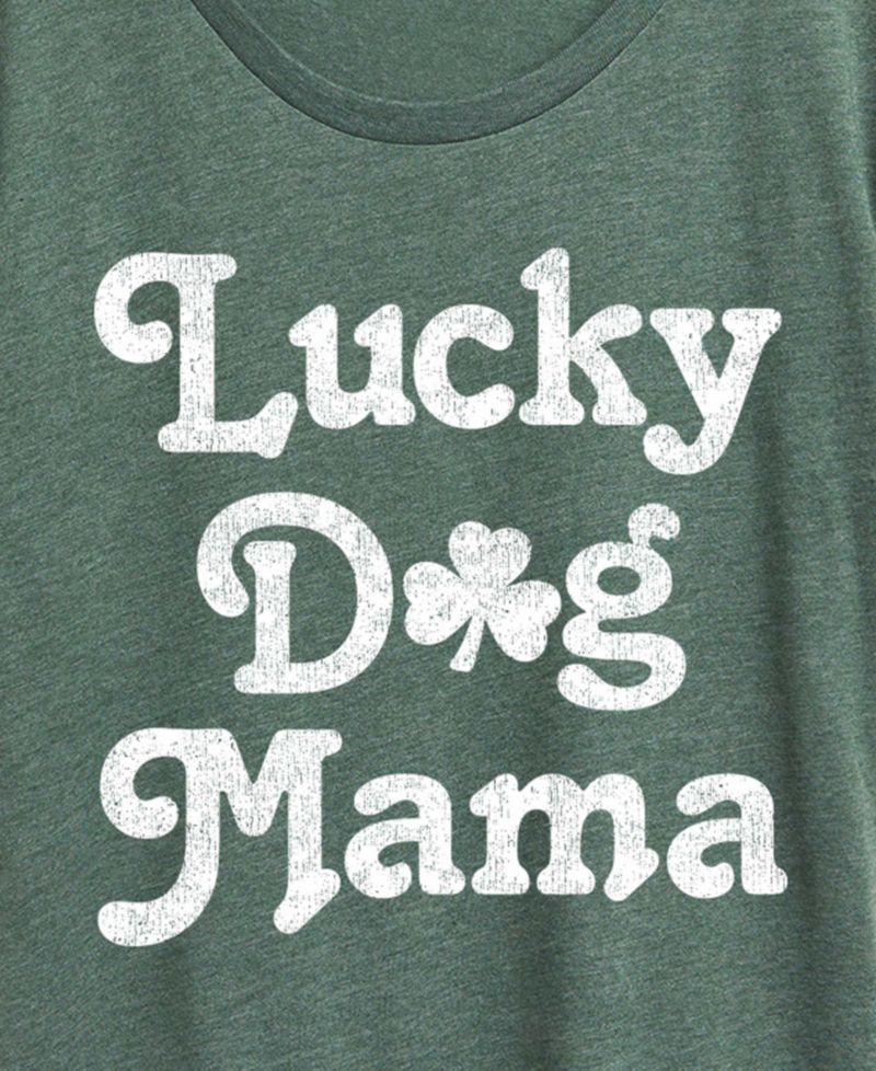 Plus Size Instant Message St. Patrick's Day Lucky Dog Mama Graphic Crewneck T-Shirt