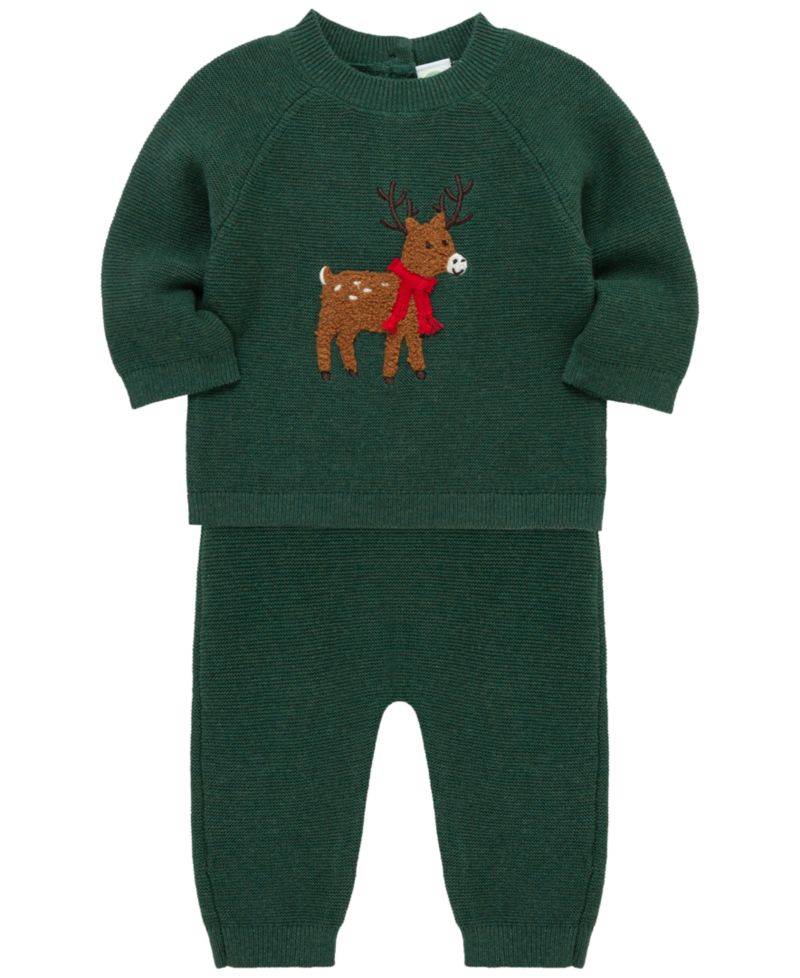 Baby Boys' Holiday Deer Graphic Sweatshirt and Pants, 2-Piece Set