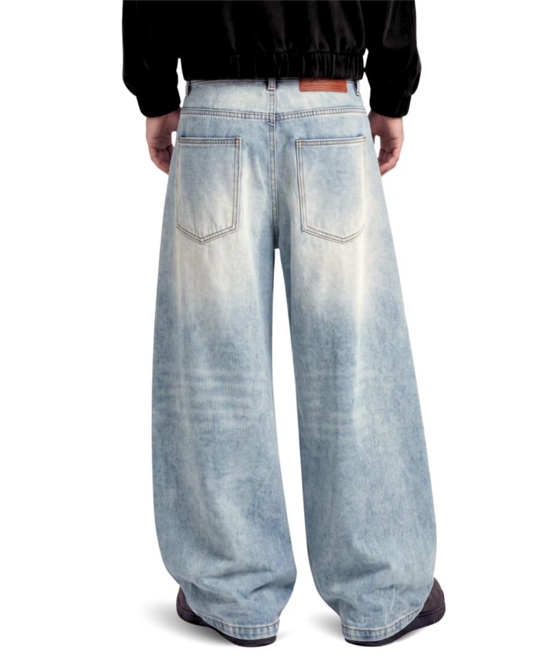Men's Seam Panel Baggy Barrel Jeans