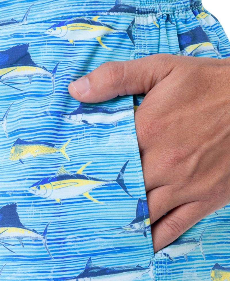 Men's Scribble Fish Drawstring 7" Surf Shorts