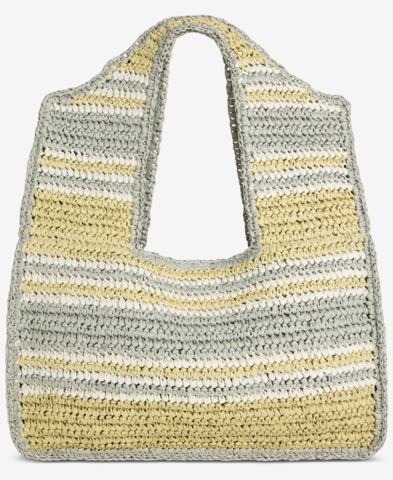 Marled Cut Out Straw Tote
