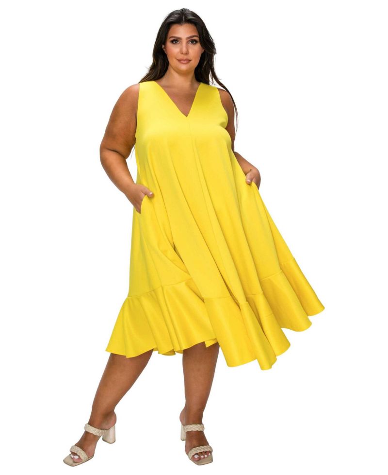 Plus Size Simone Sleeveless Pocket Flare Dress