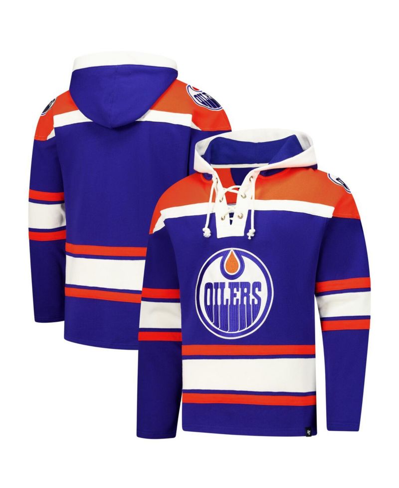 Men's Royal Edmonton Oilers Superior Lacer Pullover Hoodie
