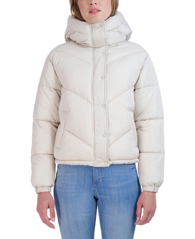 Women's Juniors' Short Hooded Puffer Jacket
