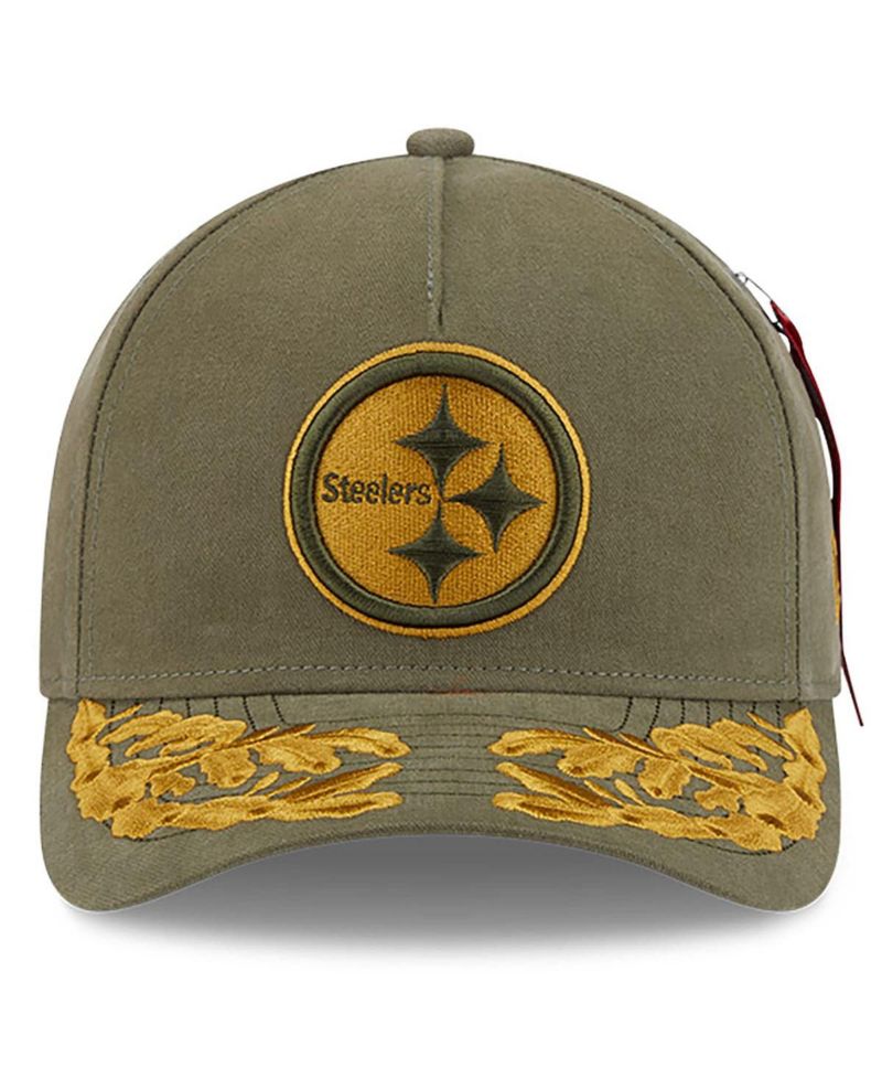x Alpha Men's Industries Olive Pittsburgh Steelers A-Frame 9FORTY Adjustable Hat