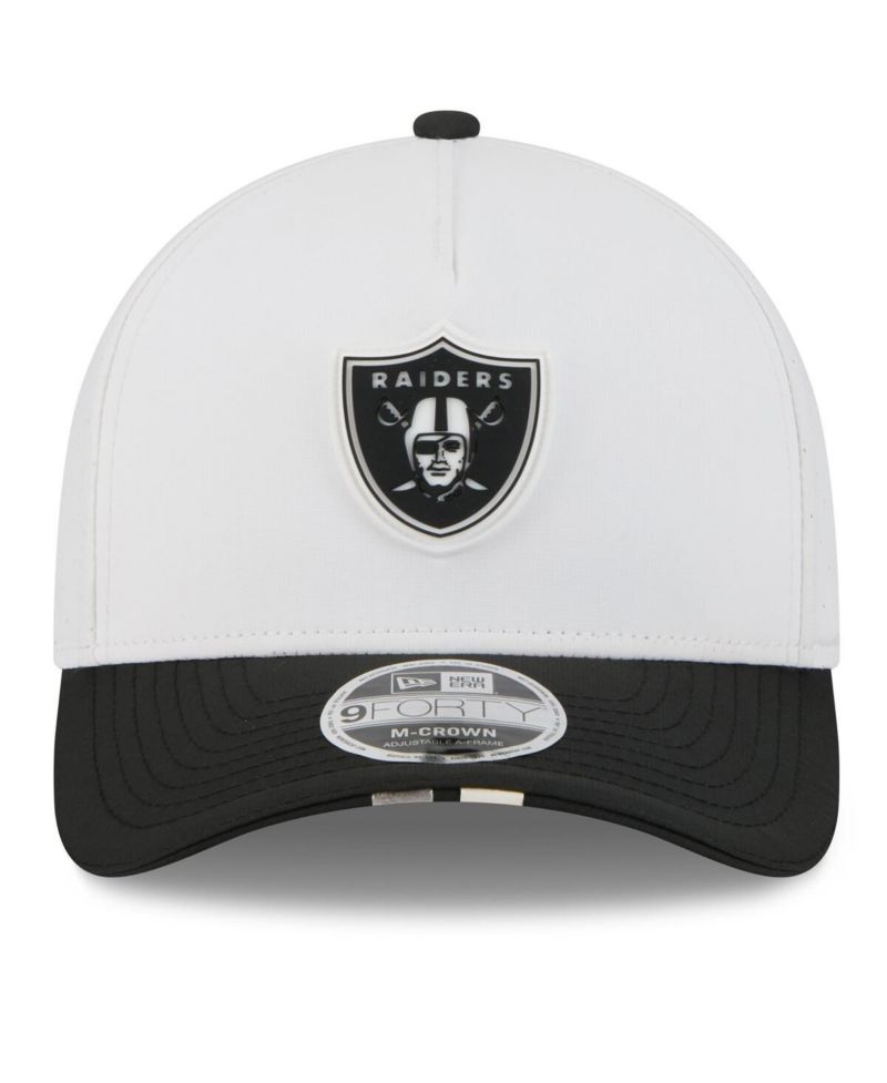 Men's White/Black Las Vegas Raiders 2025 NFL Training Camp A-Frame 9FORTY Adjustable Hat