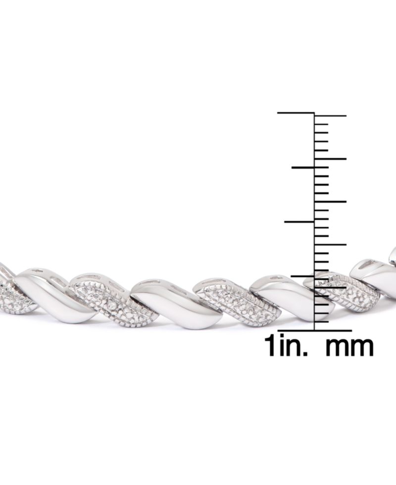 Diamond Accent San Marco Link Bracelet in 18k Gold-Plate & Silver-Plate