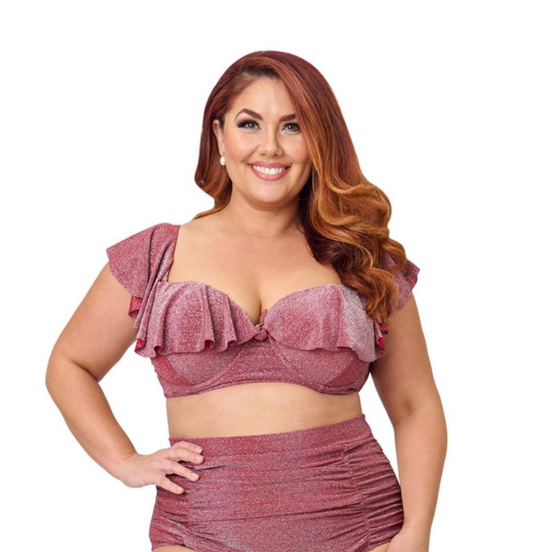 Plus Size Ruffled Cap Sleeve Frida Swim Top