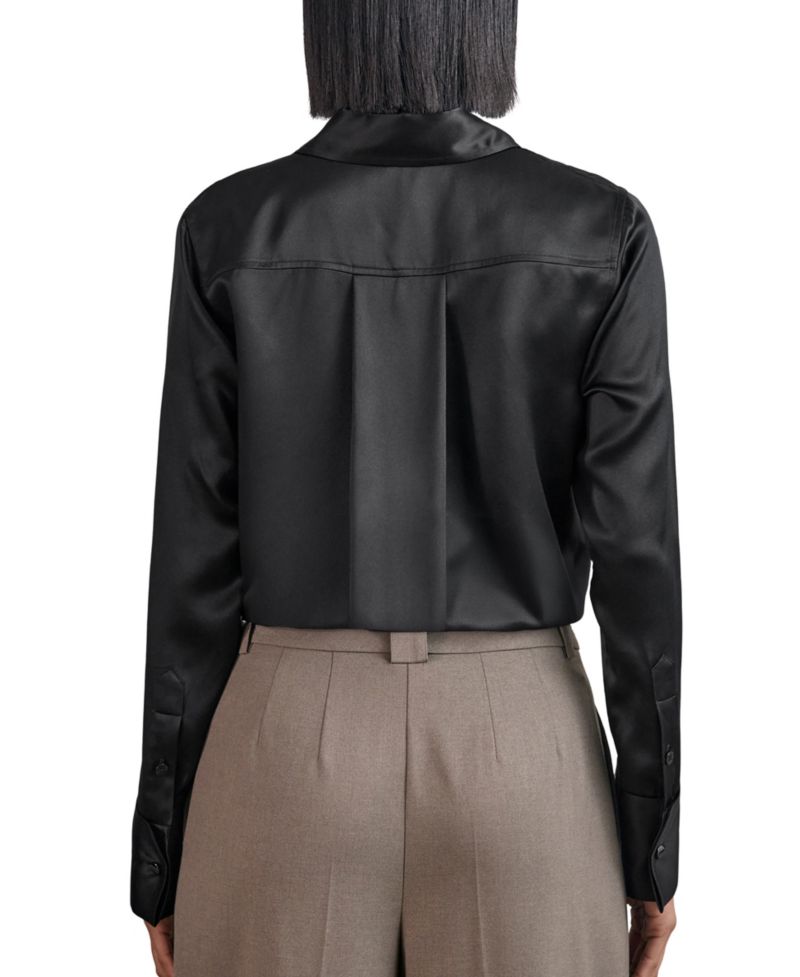 Women's Ameira Silk-Satin Concealed-Placket Shirt