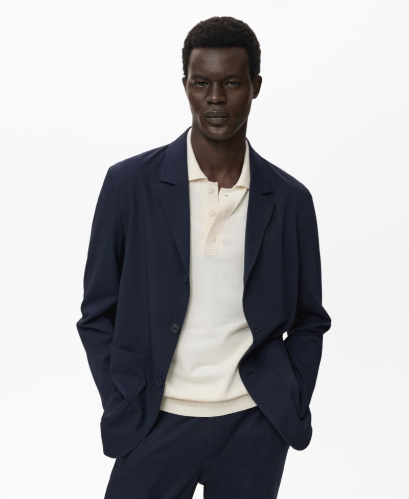 Men's Pockets Slim-Fit Suit Jacket