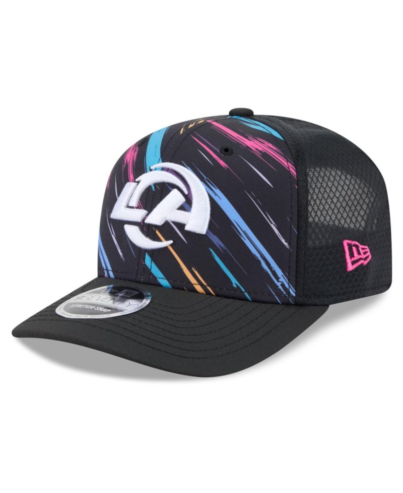 Men's Black Los Angeles Rams 2026 NFL Cruical Catch 9SEVENTY Adjustable Trucker Hat