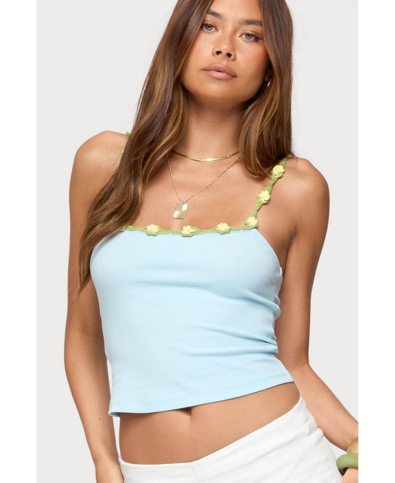 Womens Dima Crochet Trim Tank Top