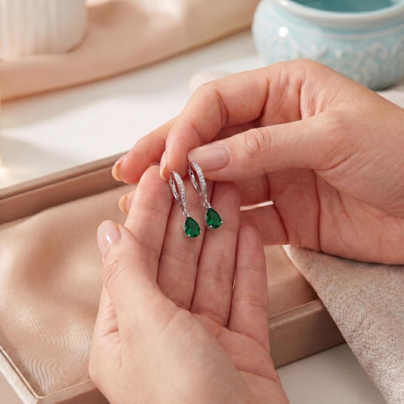 Dainty White Gold Plated Pear CZ Extra Mini Teardrop Earrings