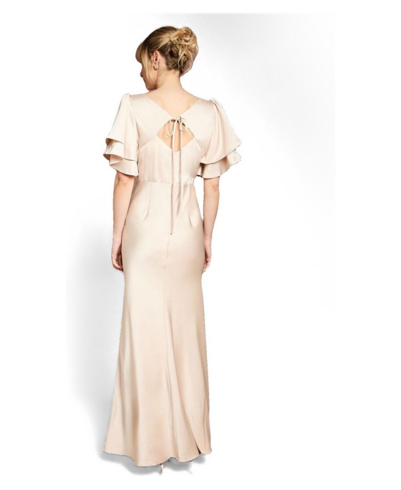 Women's High Neck Crepe Maxi Dress