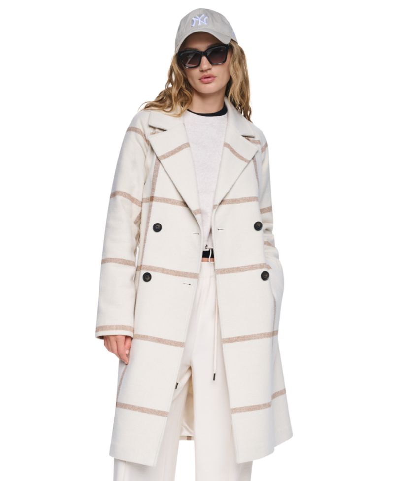 Women's Double-Breasted Belted Notch Collar Coat