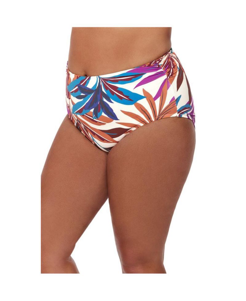 Plus Size Plantopia Shirred High Waist Swim Bottom Size/Full Figure