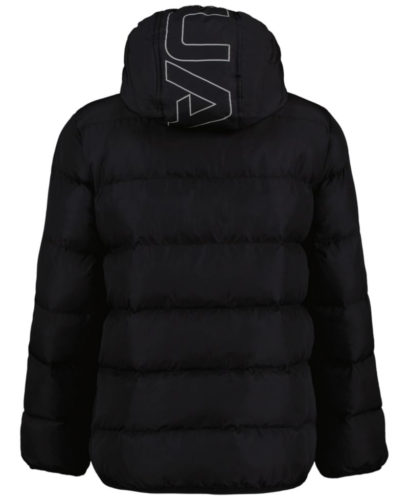 Boys' 8-20 Solid Logo Full-Zip Puffer Hooded Jacket