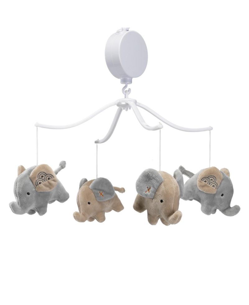 Elephant Love Musical Baby Crib Mobile Soother Toy - Gray