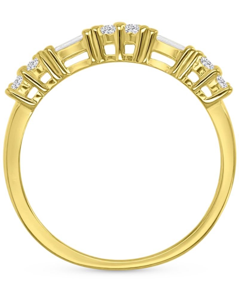Cubic Zirconia Round & Baguette Band in Sterling Silver