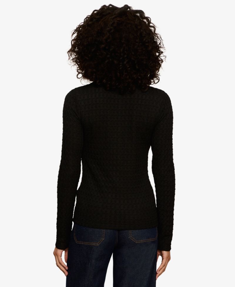 Women's Not So Basic Textured Long-Sleeve Henley Top