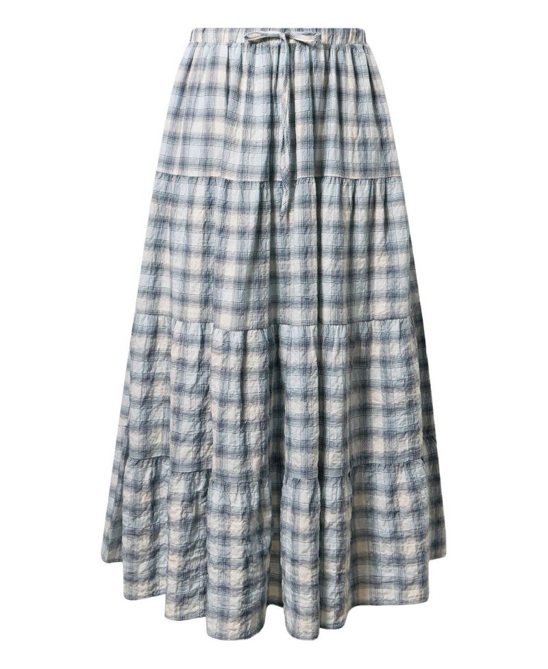 Plus Size Tiered Plaid Maxi Skirt