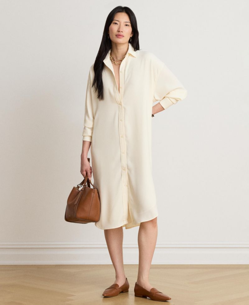 Women's Double Faced Georgette Midi Shirt-Dress
