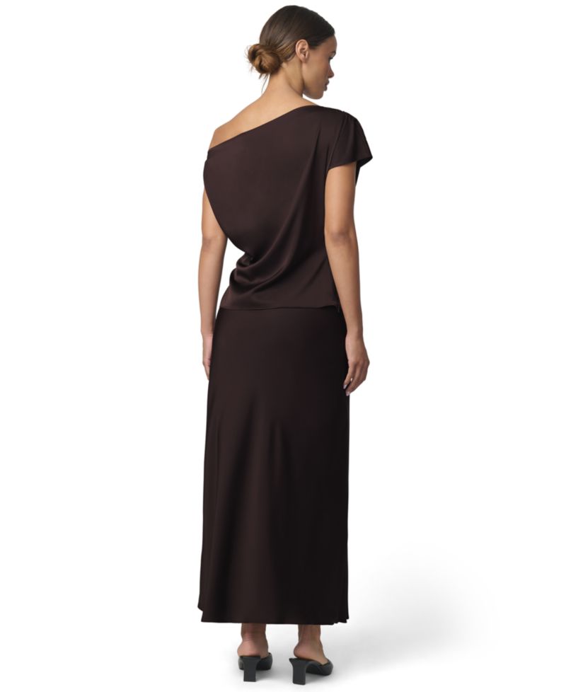 Women's Isla Asymmetrical Satin Drape Neck Blouse