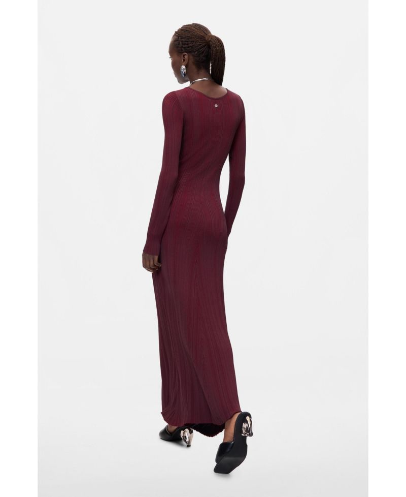 Women's Long-Sleeve Fitted Ribbed-Knit Sweater Dress