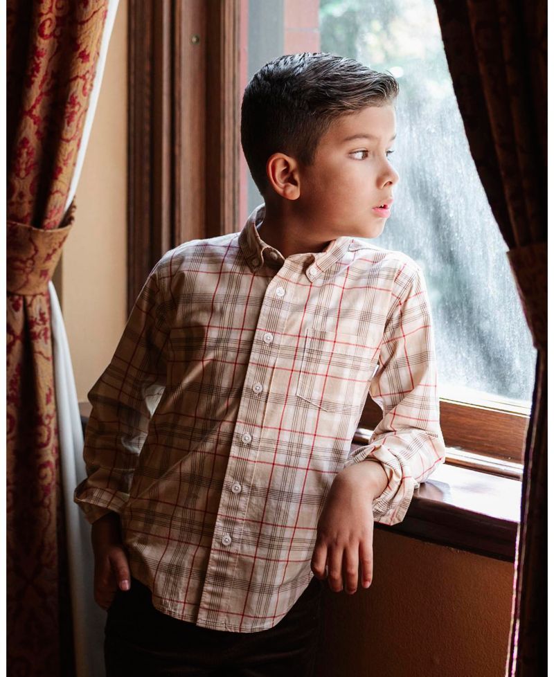 Hope and Henry Little and Big Boys' Organic Long Sleeve Stretch Poplin Shirt