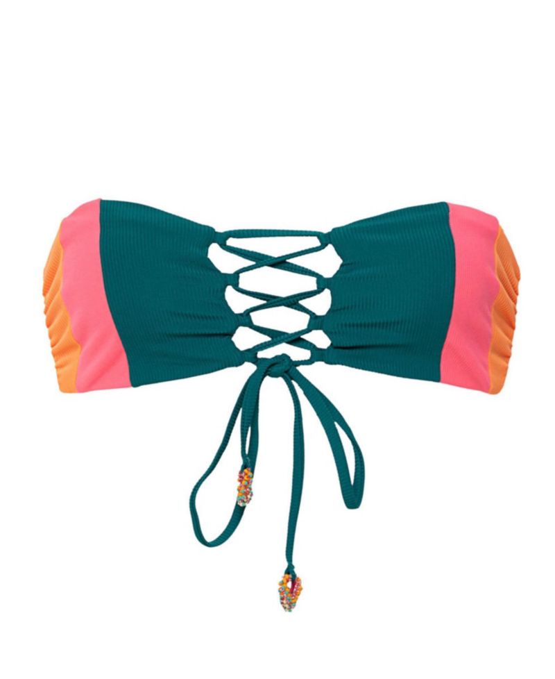 Women's Verdant Breeze Nomad Strapless Bandeau Reversible Bikini Top