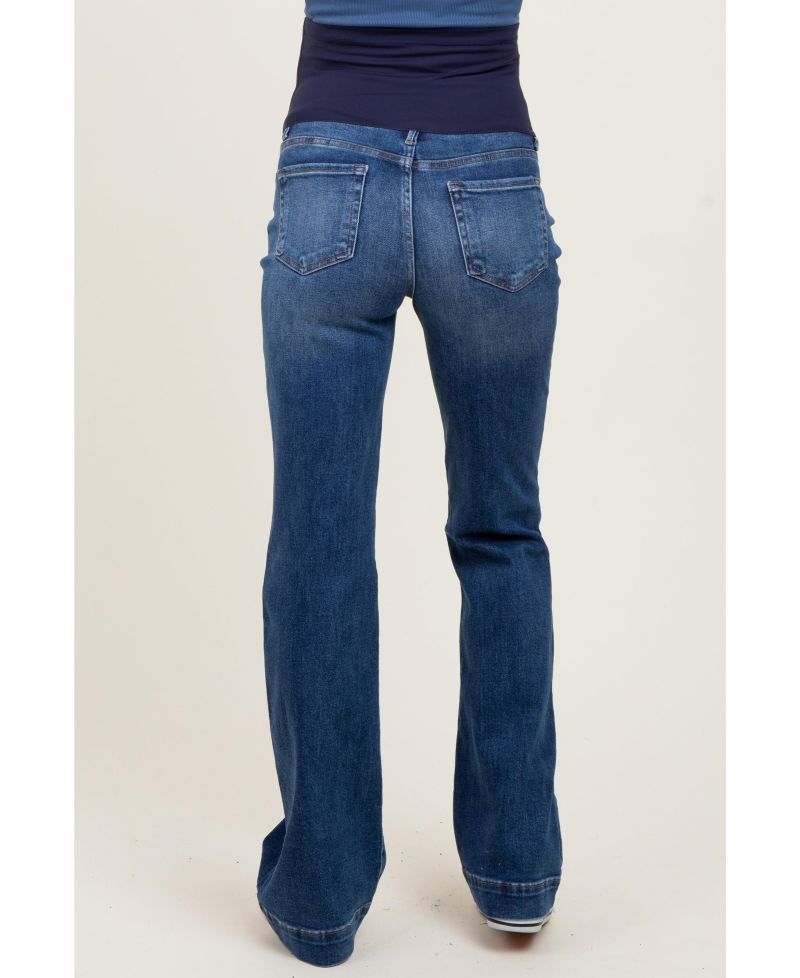 Women's Navy Blue Wide Hem Bootcut Jeans