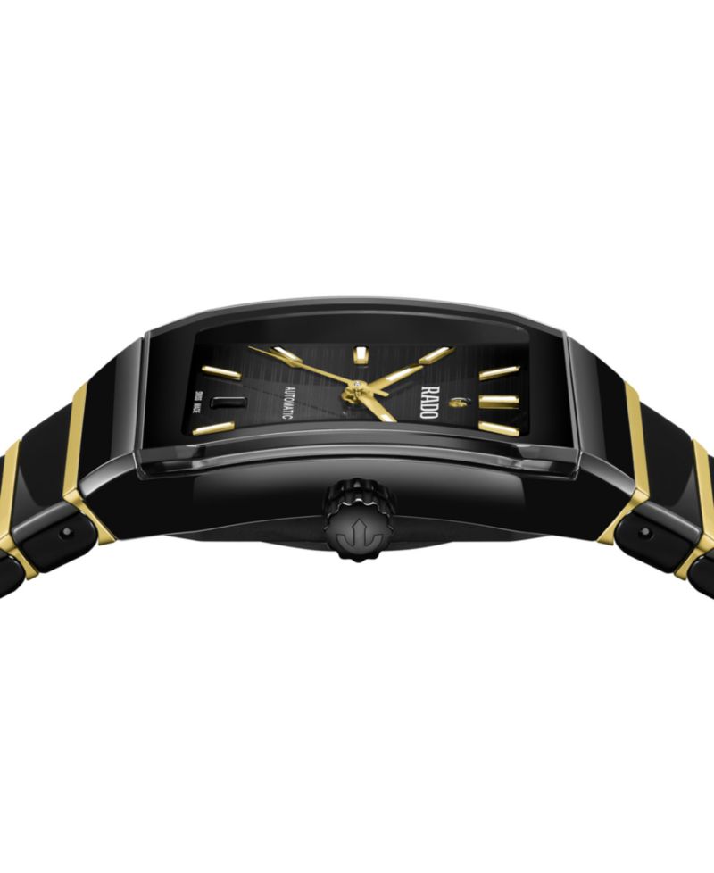 Unisex Swiss Automatic Anatom Gold PVD Stainless Steel & Black Ceramic Bracelet Watch 33mm