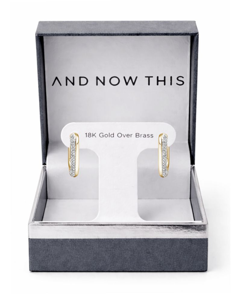 Clear Crystal Rectangular Shaped Hoop Earrings