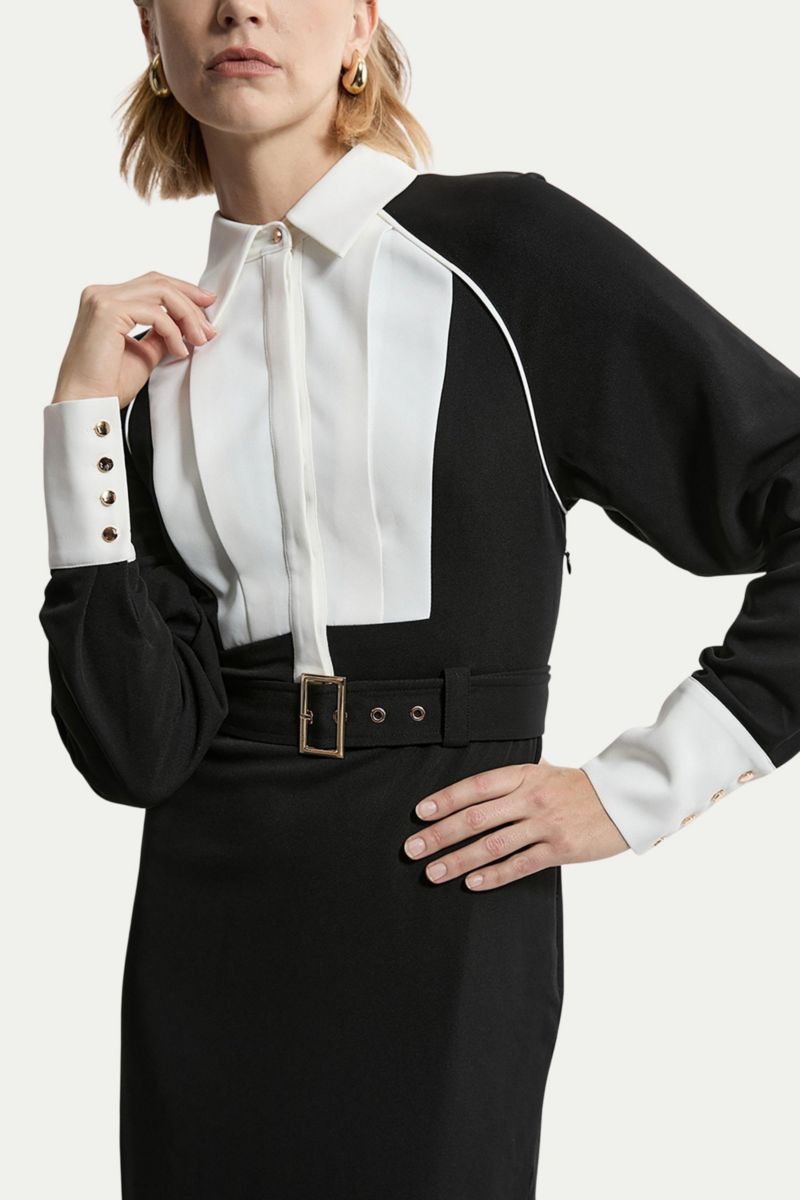 Women's Twill Collared Woven Midi Dress