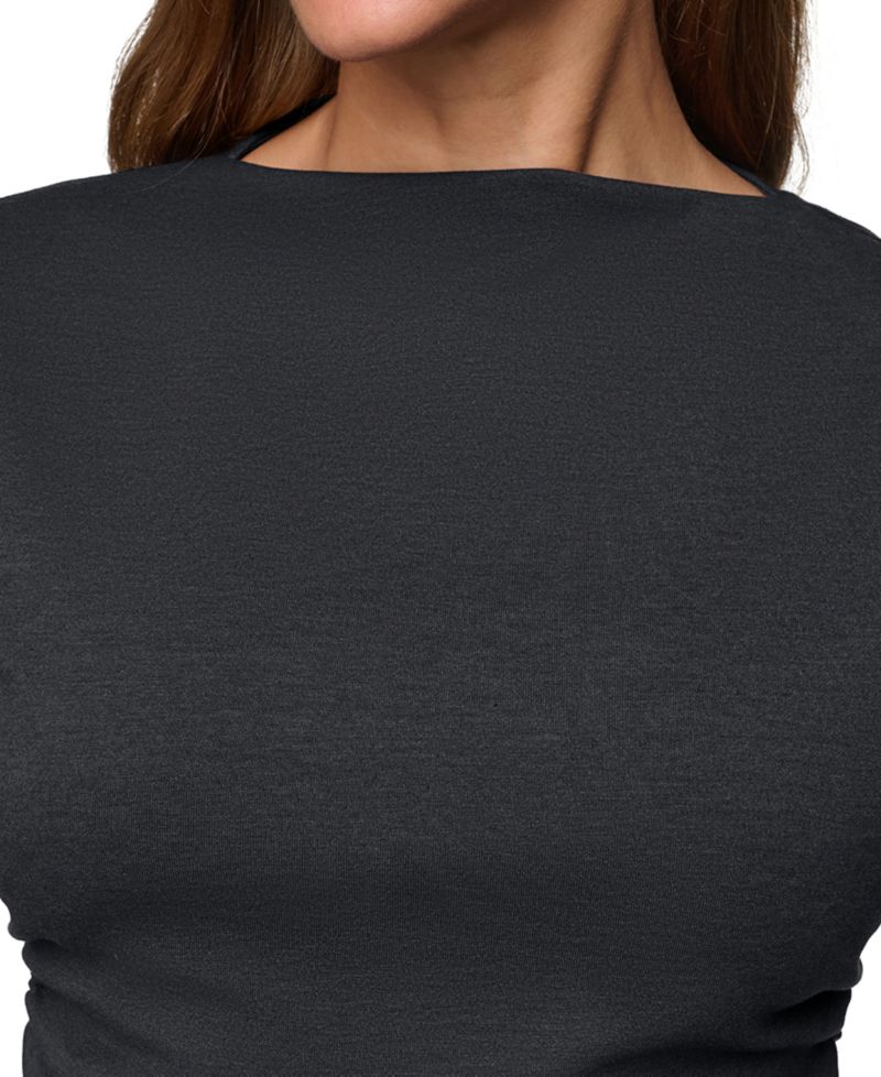 Women's Funnel Neck Shirred Waist Bodycon Dress