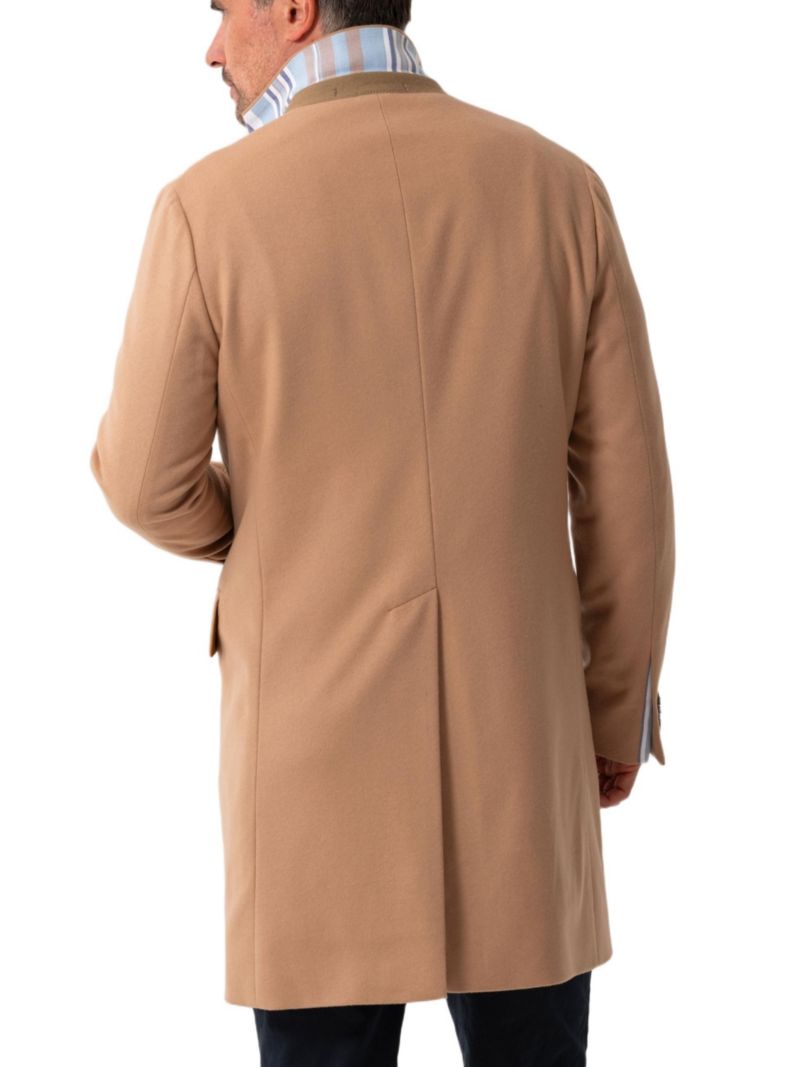 Men's Long Sleeve Wool Collared Coat