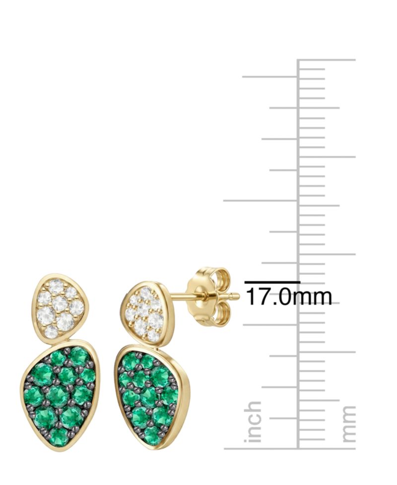 Lab Grown Ruby (1 ct. t.w.) & Lab Grown White Sapphire (1/3 ct. t.w.) Earrings in 14k Gold Over Sterling Silver (Also Available in Emerald & Sapphire)