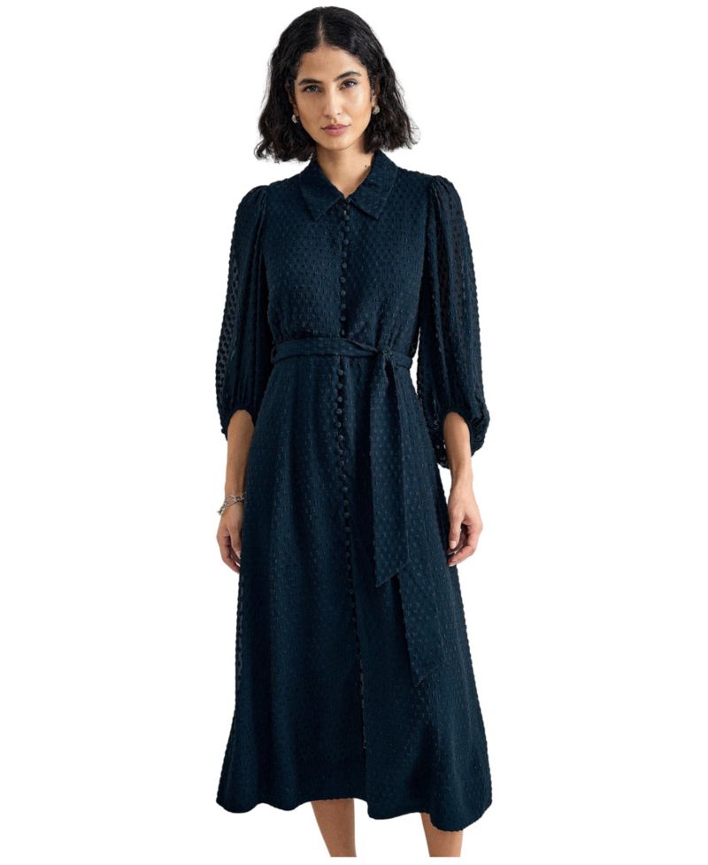 Women's Maeve Textured Belted Midi Shirt Dress