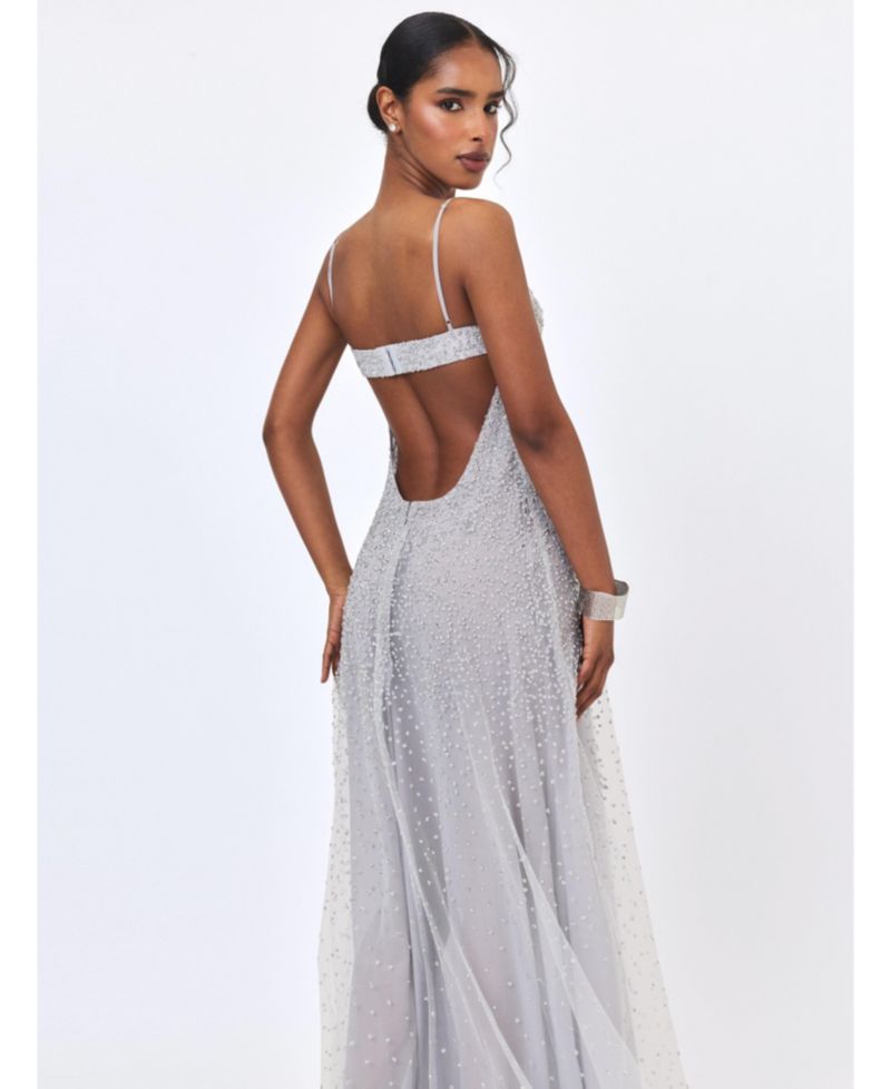 Women's Wallie Backless Rhinestone-Embellished Sweetheart Gown