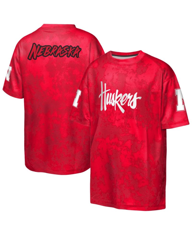 Big Boys and Girls Scarlet Nebraska Huskers Off-Side Sublimated T-Shirt