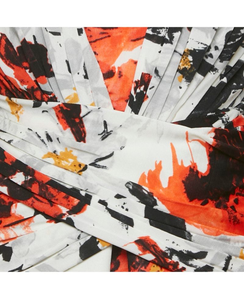 Women's Orange Floral Print Jersey Mini Dress