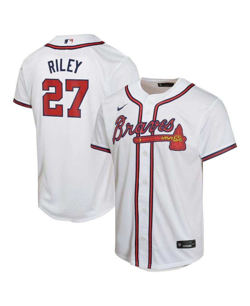 Big Boys and Girls Austin Riley White Atlanta Braves Home Game Player Jersey