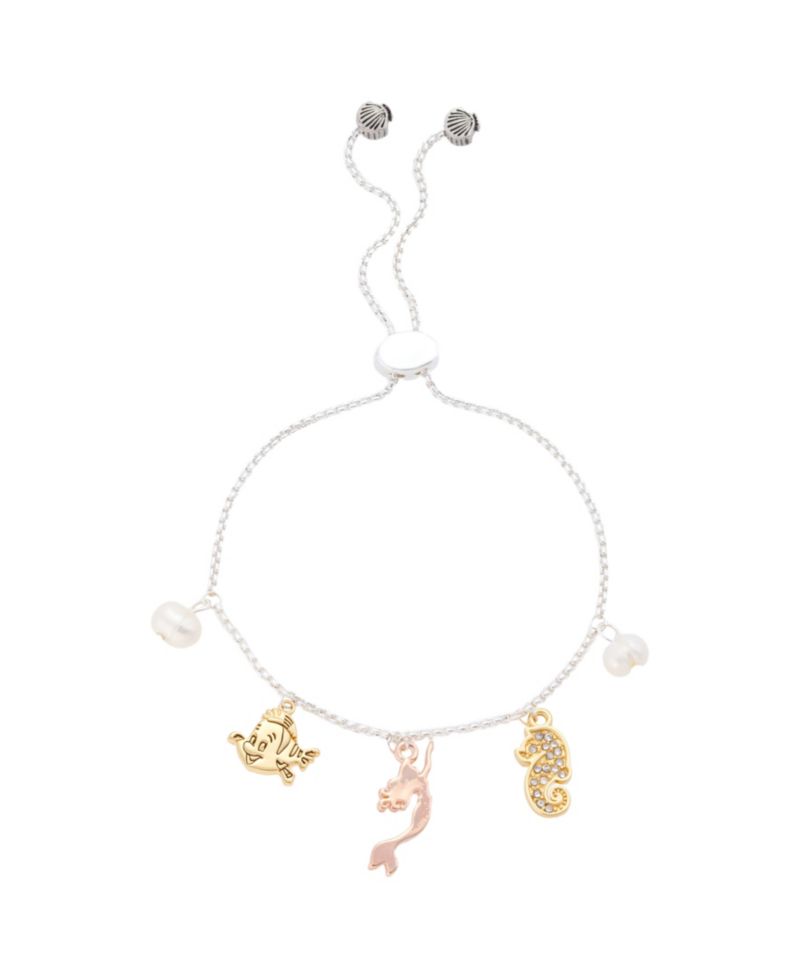 Little Mermaid Cubic Zirconia and Mother of Pearl Charm Bolo Bracelet