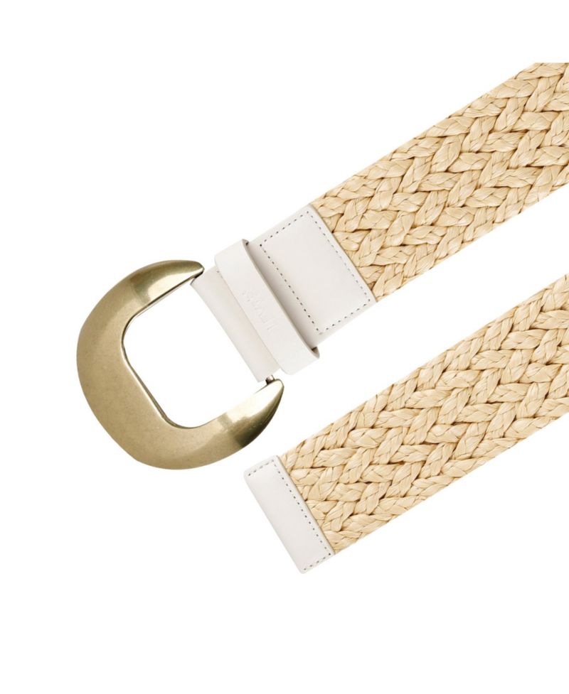 Women's Fully Adjustable Raffia Belt with Statement Buckle